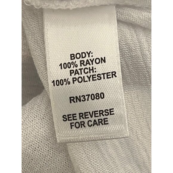 C Est 1946 White Crochet Yoke Ruffle Long Sleeve Blouse XL Minimalist Lt Weight - Picture 16 of 16